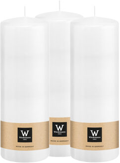 Cilinderkaars/stompkaars - 3x - wit - 20 x 7 cm - 103 branduren