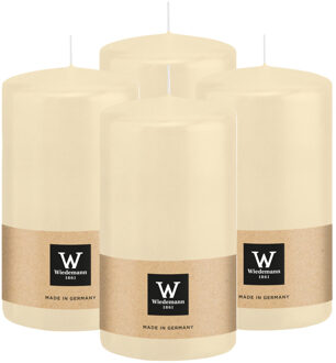 Cilinderkaars/stompkaars - 4x - creme wit - 13 x 7 cm - 52 branduren