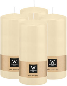 Cilinderkaars/stompkaars - 4x - creme wit - 15 x 7 cm - 63 branduren