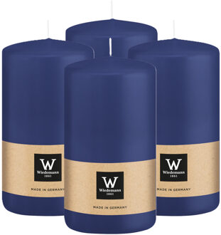 Cilinderkaars/stompkaars - 4x - donkerblauw - 12 x 6 cm - 33 branduren