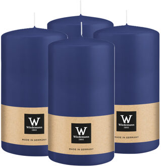 Cilinderkaars/stompkaars - 4x - donkerblauw - 13 x 7 cm - 52 branduren