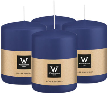 Cilinderkaars/stompkaars - 4x - donkerblauw - 6 x 8 cm - 29 branduren