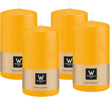 Cilinderkaars/stompkaars - 4x - geel - 13 x 7 cm - 52 branduren