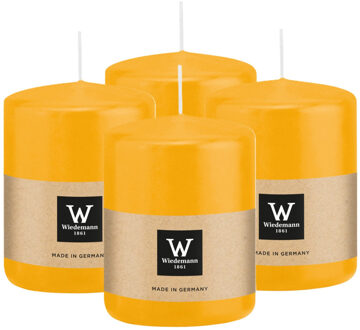 Cilinderkaars/stompkaars - 4x - geel - 6 x 8 cm - 29 branduren