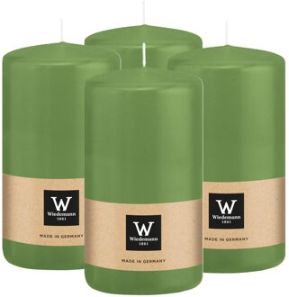 Cilinderkaars/stompkaars - 4x - lichtgroen - 12 x 6 cm - 33 branduren