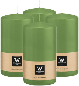 Cilinderkaars/stompkaars - 4x - lichtgroen - 13 x 7 cm - 52 branduren