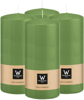 Cilinderkaars/stompkaars - 4x - lichtgroen - 15 x 7 cm - 63 branduren
