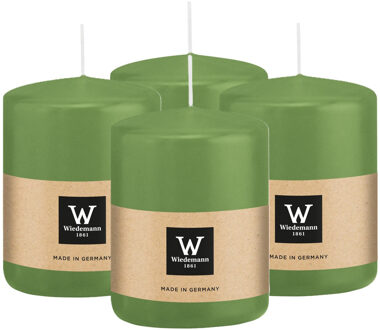 Cilinderkaars/stompkaars - 4x - lichtgroen - 6 x 8 cm - 29 branduren