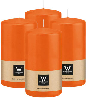Cilinderkaars/stompkaars - 4x - oranje - 13 x 7 cm - 52 branduren