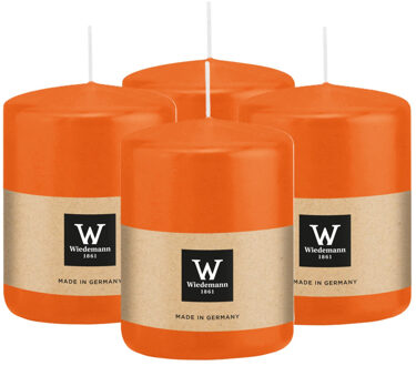 Cilinderkaars/stompkaars - 4x - oranje - 6 x 8 cm - 29 branduren