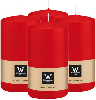 Cilinderkaars/stompkaars - 4x - rood - 12 x 6 cm - 33 branduren