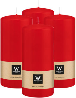 Cilinderkaars/stompkaars - 4x - rood - 15 x 7 cm - 63 branduren