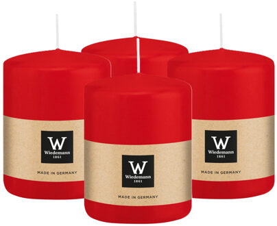 Cilinderkaars/stompkaars - 4x - rood - 6 x 8 cm - 29 branduren
