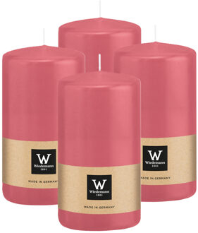 Cilinderkaars/stompkaars - 4x - roze - 12 x 6 cm - 33 branduren
