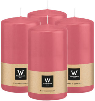 Cilinderkaars/stompkaars - 4x - roze - 13 x 7 cm - 52 branduren