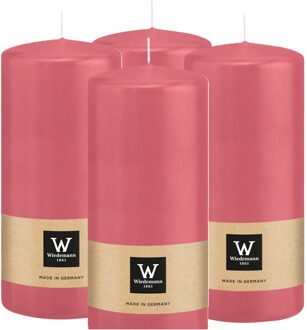 Cilinderkaars/stompkaars - 4x - roze - 15 x 7 cm - 63 branduren