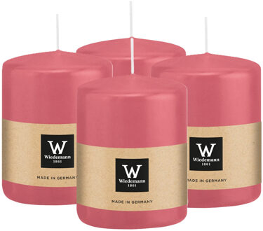 Cilinderkaars/stompkaars - 4x - roze - 6 x 8 cm - 29 branduren