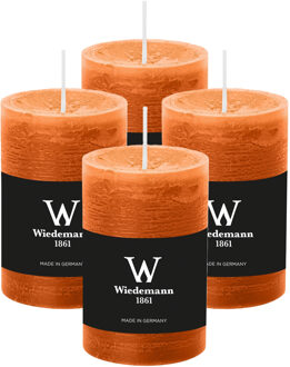 Cilinderkaars/stompkaars - 4x - rustieke kaars - cognac - 6 x 9 cm - 30 branduren