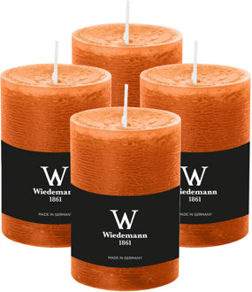 Cilinderkaars/stompkaars - 4x - rustieke kaars - cognac bruin - 7 x 10 cm - 43 branduren
