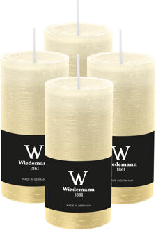 Cilinderkaars/stompkaars - 4x - rustieke kaars - creme wit - 6 x 12 cm - 42 branduren