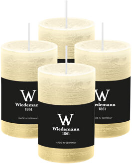 Cilinderkaars/stompkaars - 4x - rustieke kaars - creme wit - 6 x 9 cm - 30 branduren