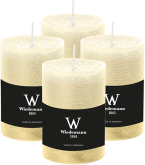 Cilinderkaars/stompkaars - 4x - rustieke kaars - creme wit - 7 x 10 cm - 43 branduren