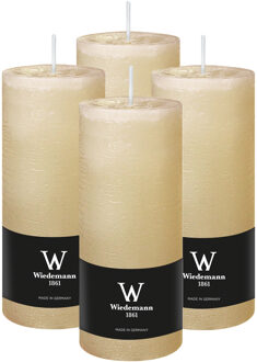Cilinderkaars/stompkaars - 4x - rustieke kaars - creme wit - 7 x 16 cm - 66 branduren