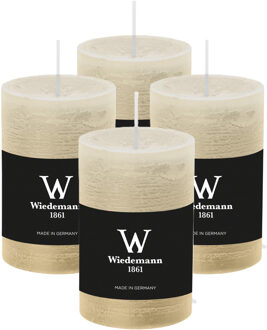Cilinderkaars/stompkaars - 4x - rustieke kaars - ivoorwit - 6 x 9 cm - 30 branduren