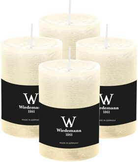 Cilinderkaars/stompkaars - 4x - rustieke kaars - ivoorwit - 7 x 10 cm - 43 branduren