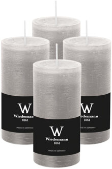Cilinderkaars/stompkaars - 4x - rustieke kaars - lichtgrijs - 6 x 12 cm - 42 branduren