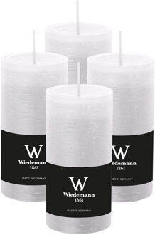 Cilinderkaars/stompkaars - 4x - rustieke kaars - wit - 6 x 12 cm - 42 branduren