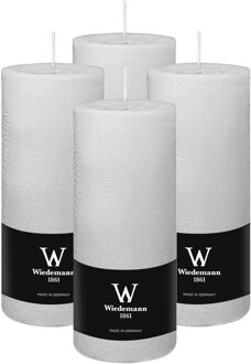 Cilinderkaars/stompkaars - 4x - rustieke kaars - wit - 7 x 16 cm - 66 branduren