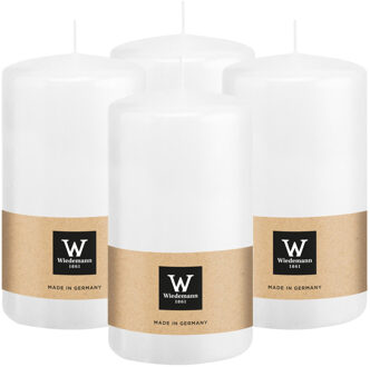 Cilinderkaars/stompkaars - 4x - wit - 12 x 6 cm - 33 branduren