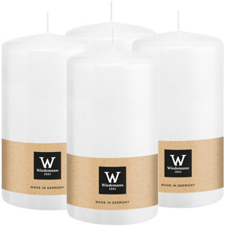 Cilinderkaars/stompkaars - 4x - wit - 13 x 7 cm - 52 branduren