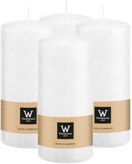 Cilinderkaars/stompkaars - 4x - wit - 15 x 7 cm - 63 branduren