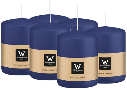 Cilinderkaars/stompkaars - 6x - donkerblauw - 6 x 8 cm - 29 branduren
