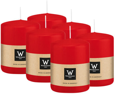 Cilinderkaars/stompkaars - 6x - rood - 6 x 8 cm - 29 branduren