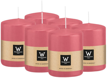 Cilinderkaars/stompkaars - 6x - roze - 6 x 8 cm - 29 branduren