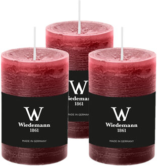 Cilinderkaars/stompkaars - 6x - rustieke kaars - bordeauxrood - 6 x 9 cm - 30 branduren