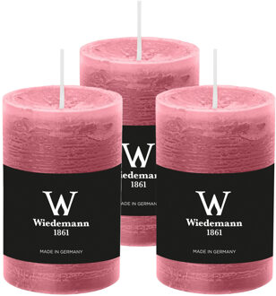 Cilinderkaars/stompkaars - 6x - rustieke kaars - oudroze - 6 x 9 cm - 30 branduren