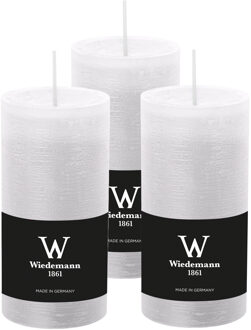 Cilinderkaars/stompkaars - 6x - rustieke kaars - wit - 6 x 12 cm - 42 branduren