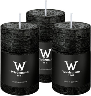 Cilinderkaars/stompkaars - 6x - rustieke kaars - zwart - 6 x 9 cm - 30 branduren