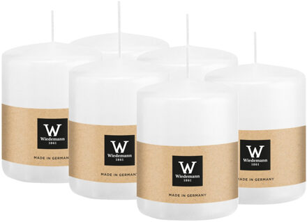 Cilinderkaars/stompkaars - 6x - wit - 6 x 8 cm - 29 branduren