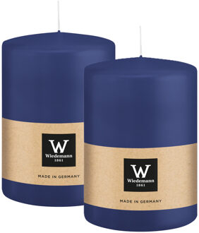 Cilinderkaars/stompkaars groot - 2x - donkerblauw - 15 x 10 cm - 113 branduren