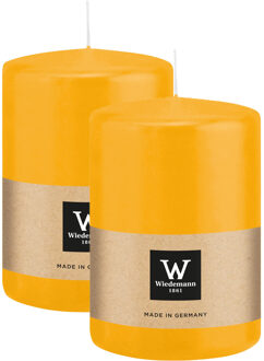Cilinderkaars/stompkaars groot - 2x - geel - 15 x 10 cm - 113 branduren