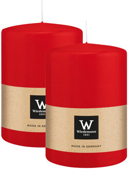 Cilinderkaars/stompkaars groot - 2x - rood - 15 x 10 cm - 113 branduren