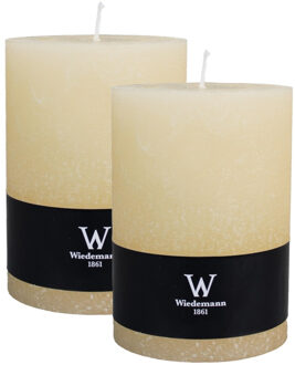 Cilinderkaars/stompkaars groot - 2x - rustieke kaars - creme wit - 10 x 14 cm - 100 branduren