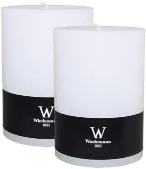 Cilinderkaars/stompkaars groot - 2x - rustieke kaars - wit - 10 x 14 cm - 100 branduren
