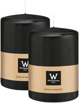 Cilinderkaars/stompkaars groot - 2x - zwart - 15 x 10 cm - 113 branduren