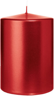 Cilinderkaars/stompkaars groot - metallic rood - 15 x 10 cm - 113 branduren